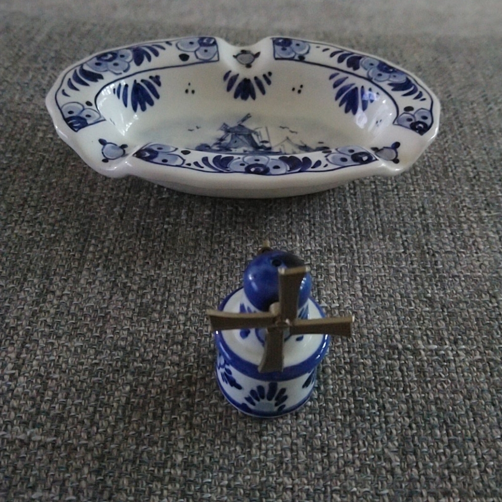 Delft Ashtray and Pepper Shaker Bundle